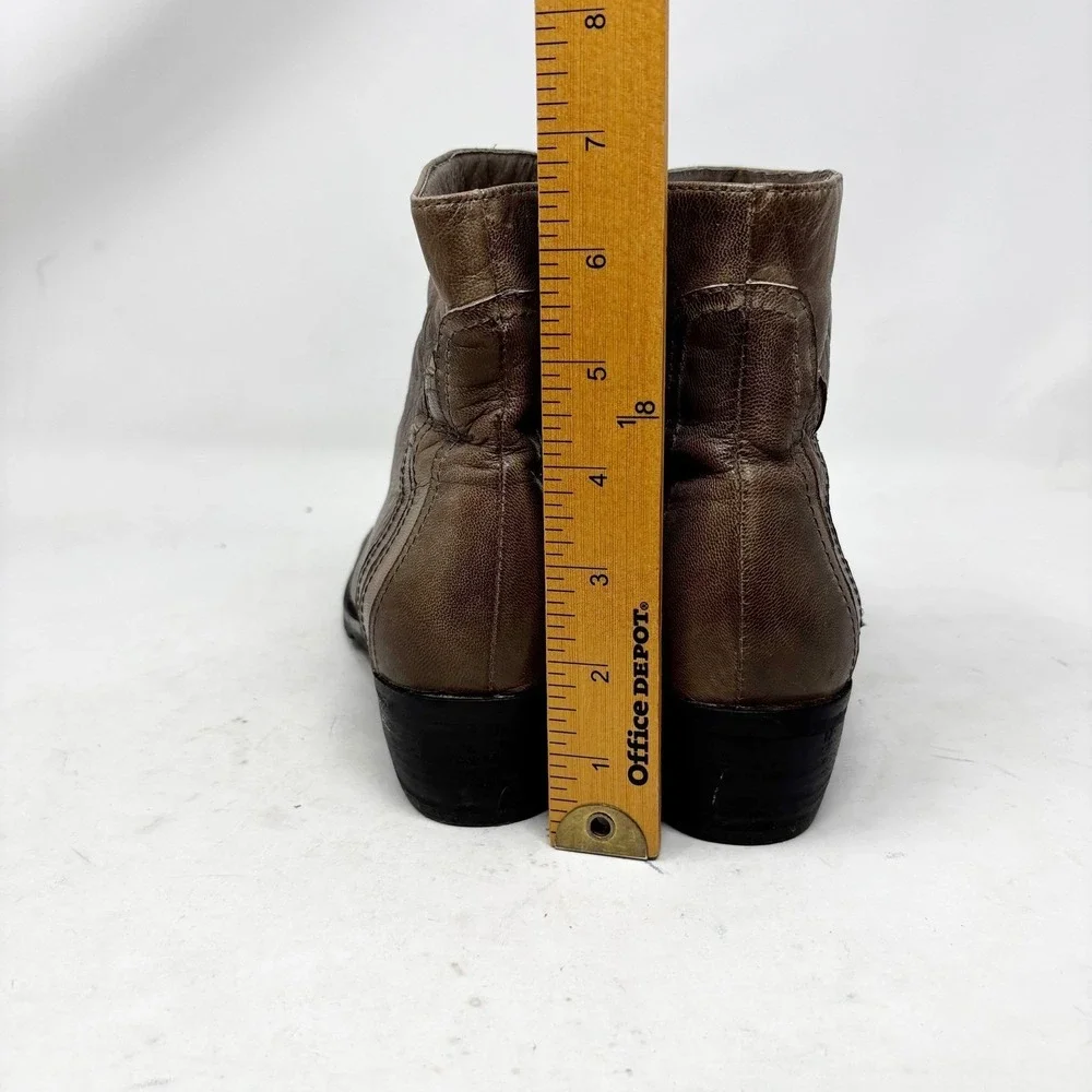 Antelope Leather Ankle Boots Women's Size US7/EU38 EU Brown‎ Side Zip Lug Sole